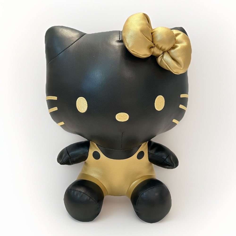Kidrobot Sanrio‎ Hello Kitty Black and Gold Faux Vegan Leather Plush 12" Decor
